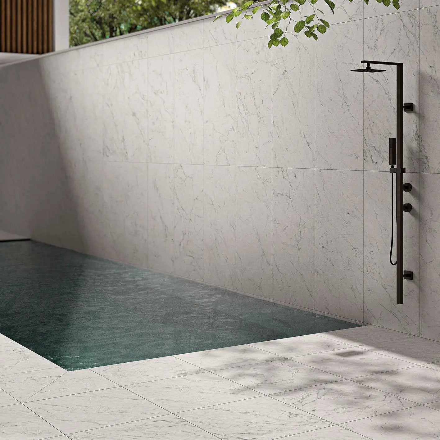 Frontier20 Michelangelo Extra White Marble Look Porcelain Pavers 24x24 by landmarkceramics