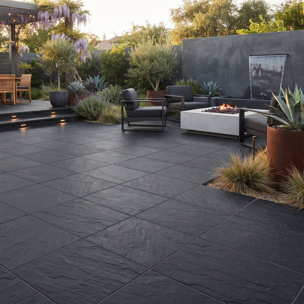 Frontier20 Montauk Black Slate Look Porcelain Pavers 24x24