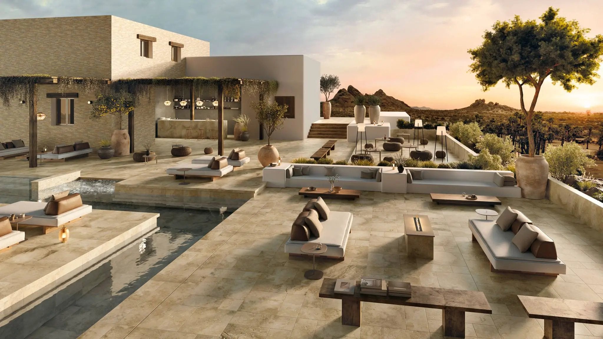 Frontier20 Travertine Cross Cut Country Classic Look Porcelain Pavers 12x24 by landmarkceramics