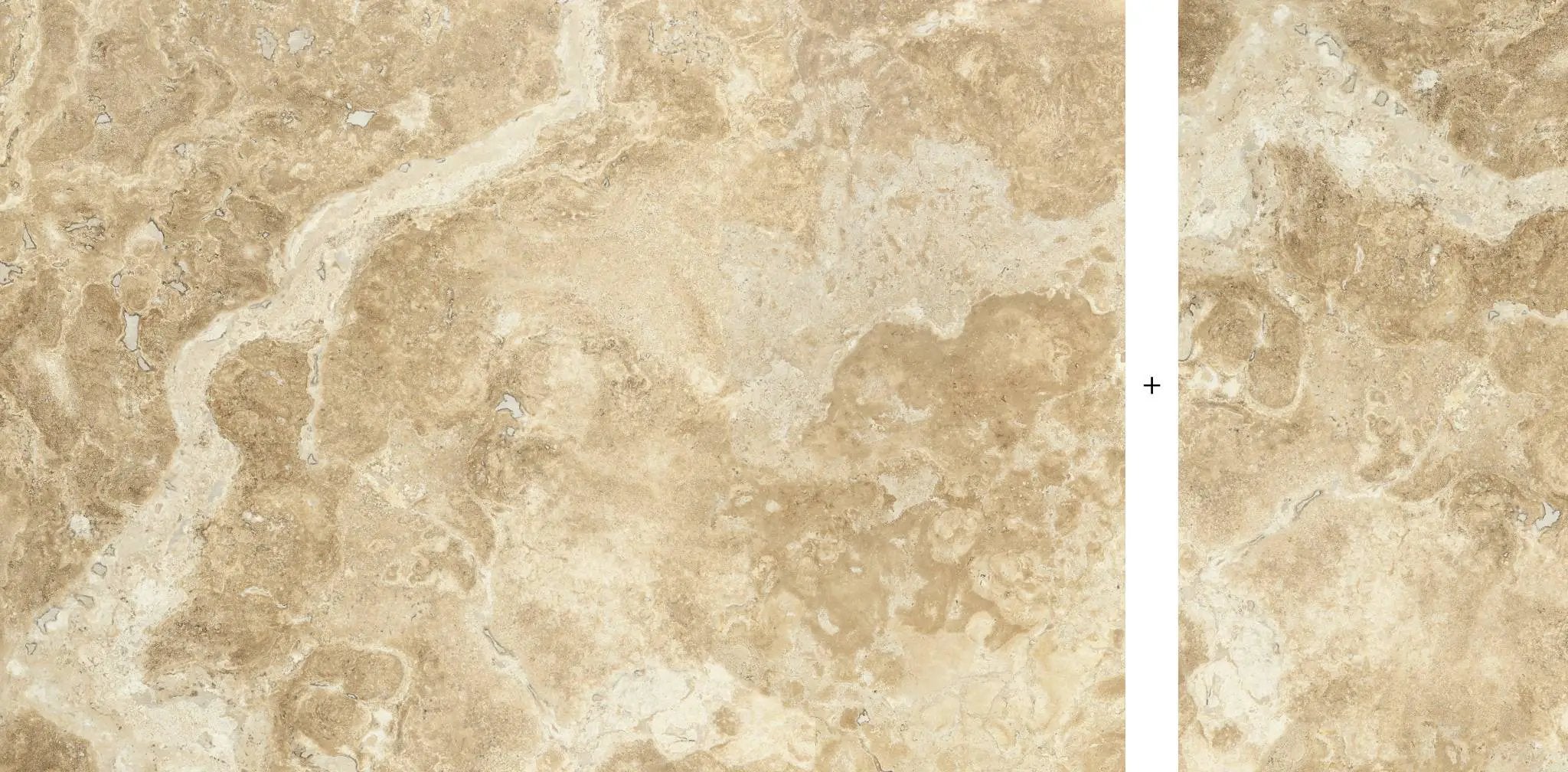 Frontier20 Travertine Cross Cut Cream Mix + Look Porcelain Pavers 24x48 by landmarkceramics