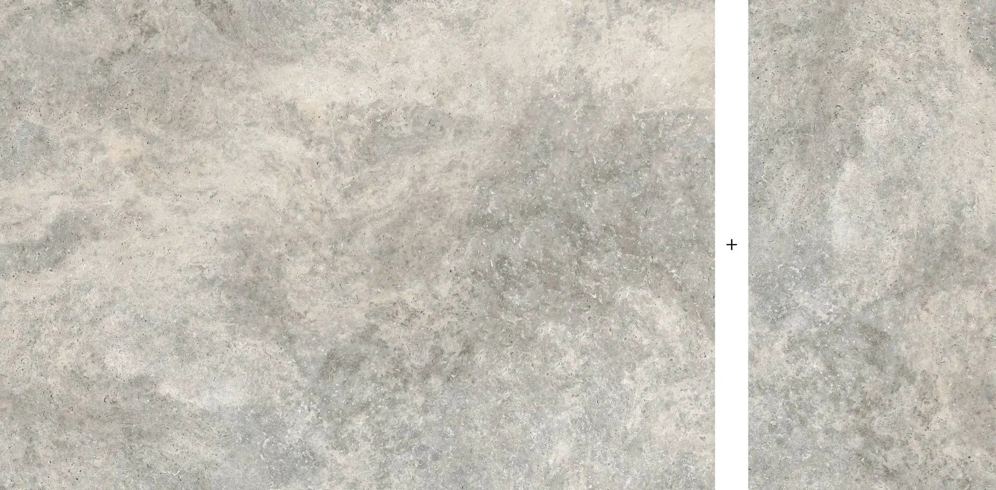 Frontier20 Travertine Cross Cut Silver Mix + Look Porcelain Pavers 24x48 by landmarkceramics