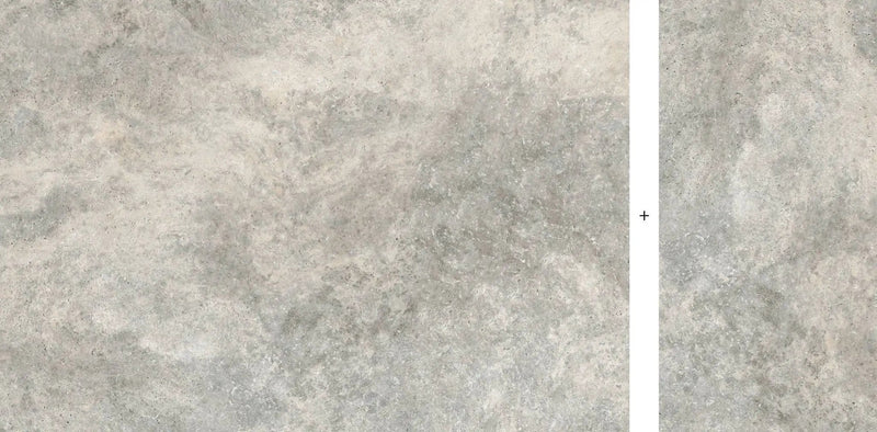 Frontier20 Travertine Cross Cut Silver Mix + Look Porcelain Pavers 24x48 by landmarkceramics