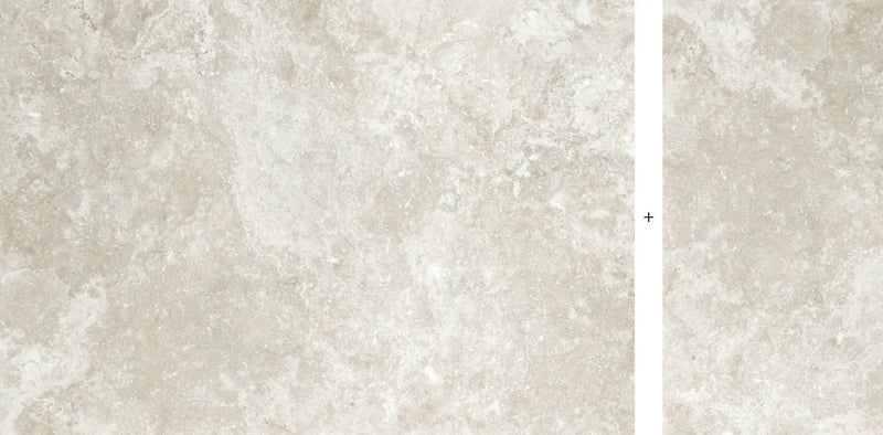 Frontier20 Travertine Cross Cut White Mix + Look Porcelain Pavers 24x48 by landmarkceramics