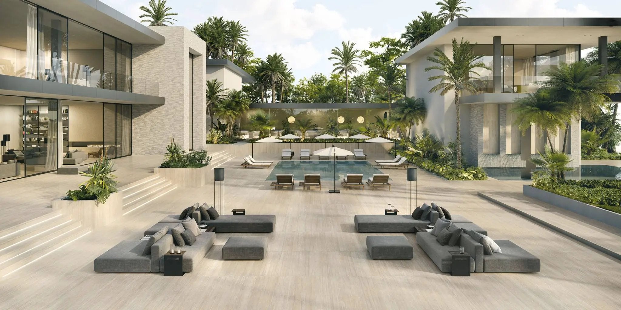 Frontier20 Travertine Vein Cut Beige Look Porcelain Pavers 24x48 by landmarkceramics
