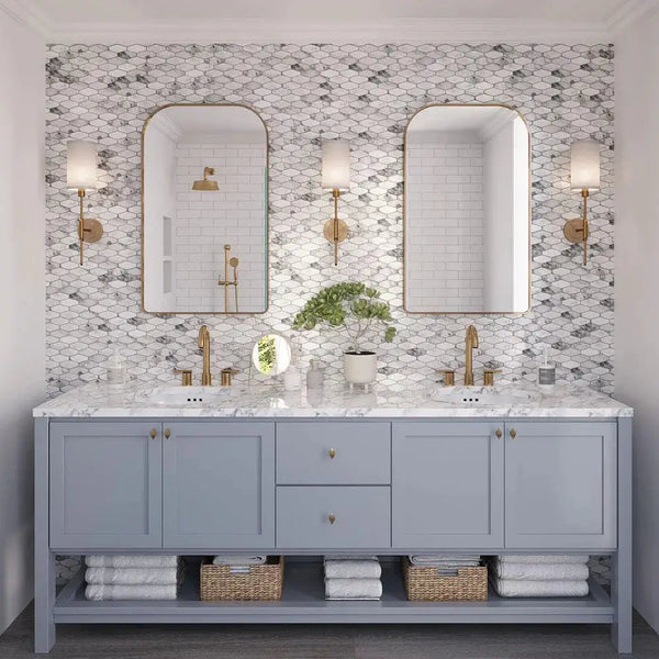 White 11x12 Matte Elongated Hexagon Glass Mosaic Tile (10 pack, 8.6 sq ft/case)