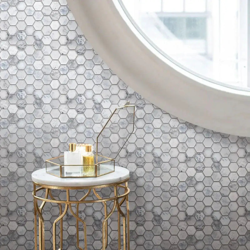 White 12x12 Matte Hexagon Glass Mosaic Tile (10 pack, 9.6 sq ft/case) by Apollo Tile