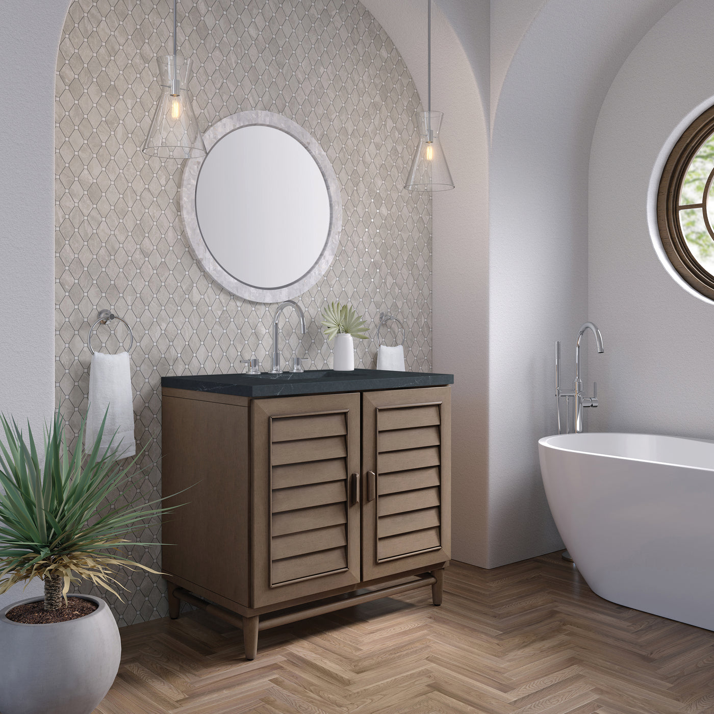 James Martin Portland 36" Single Bathroom Vanity, Whitewashed Walnut, view 35