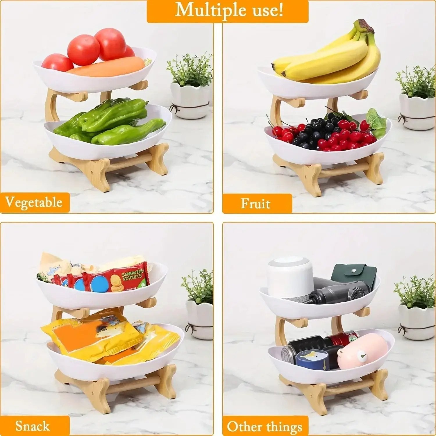 Fruit Basket - 2-Tier Wood by House Of Avana