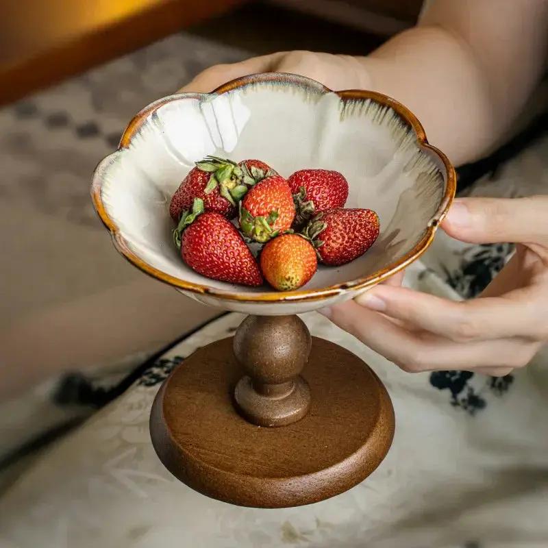 Fruit Bowl - Ceramic Wooden Round by House Of Avana