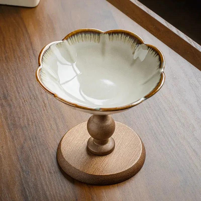 Fruit Bowl - Ceramic Wooden Round by House Of Avana