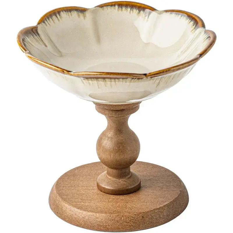 Fruit Bowl - Ceramic Wooden Round by House Of Avana