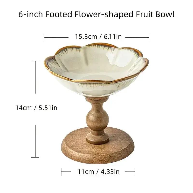 Fruit Bowl - Ceramic Wooden Round by House Of Avana