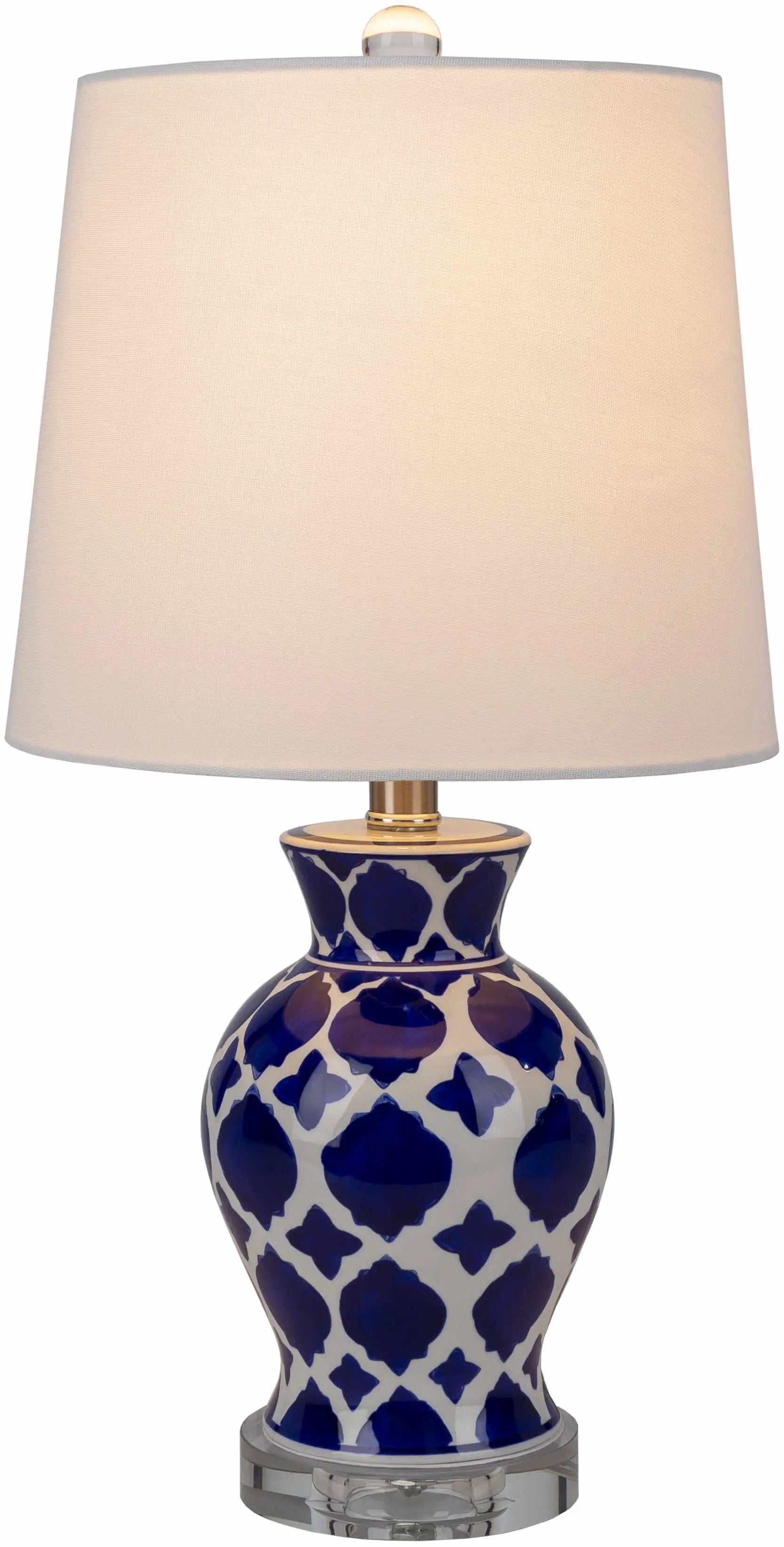 Pangian White & Blue Patterned Ceramic Table Lamp by Boutique Rugs