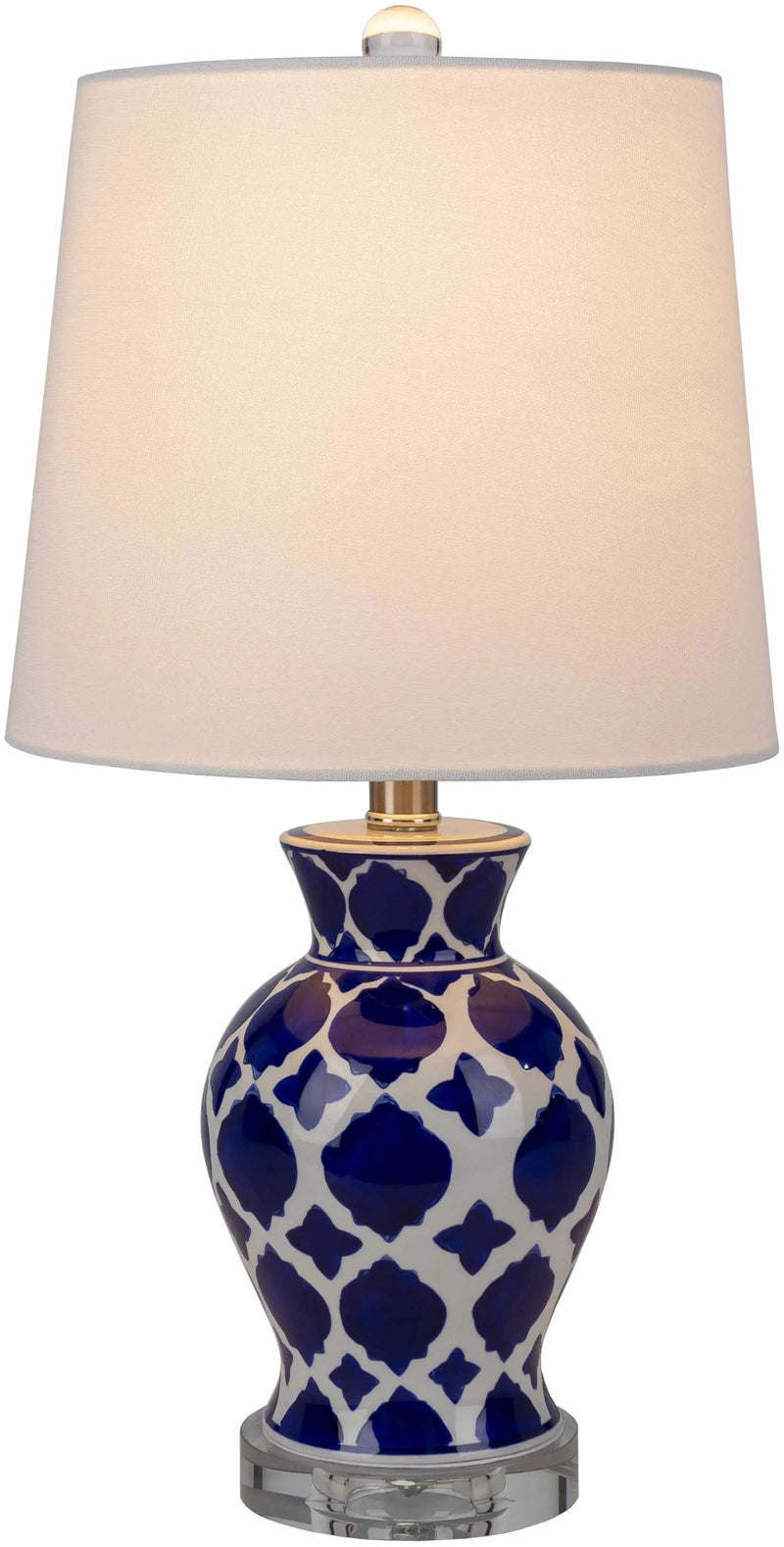 Pangian White & Blue Patterned Ceramic Table Lamp by Boutique Rugs