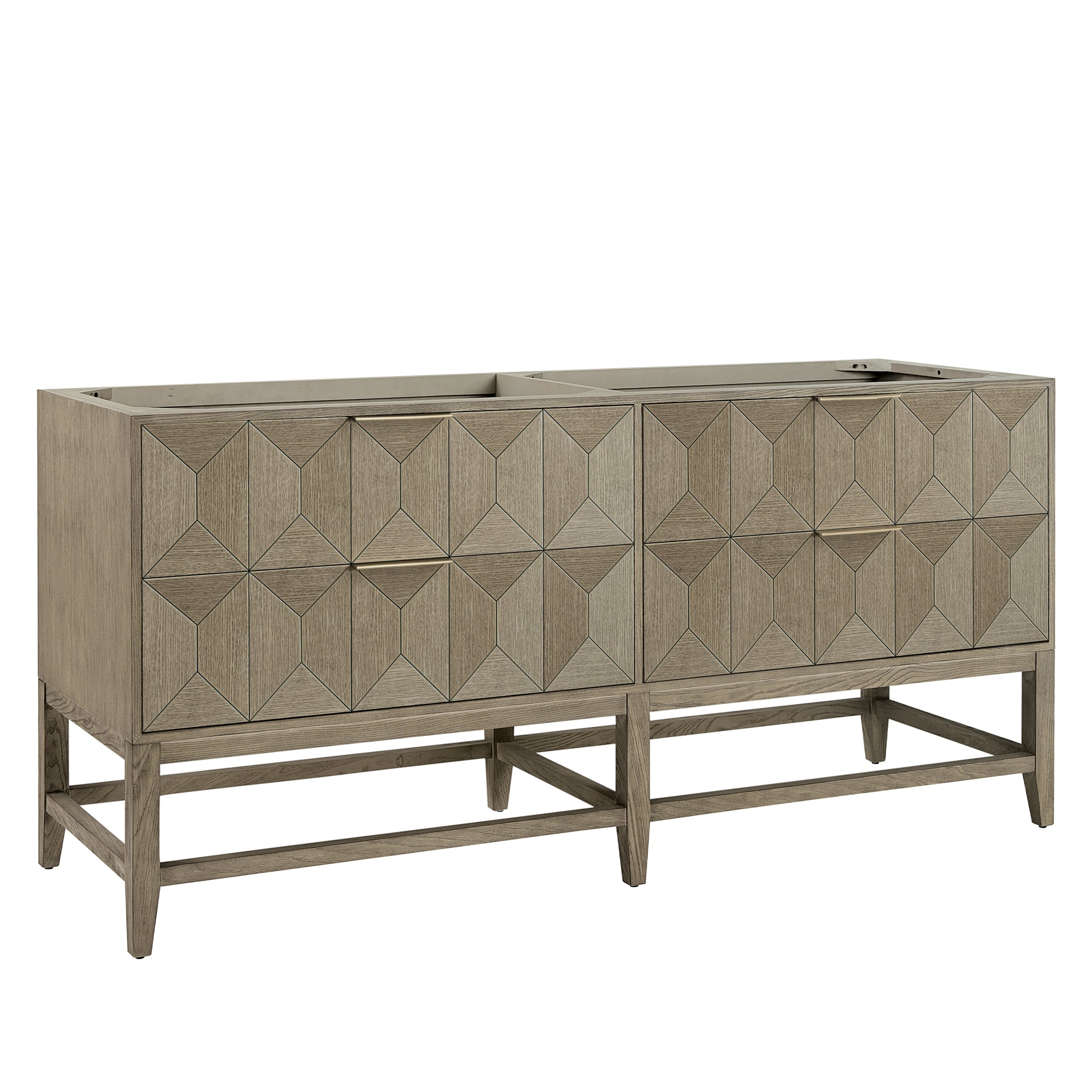 James Martin Emmeline 72" Double Bathroom Vanity, Pebble Oak, cabinet without a countertop