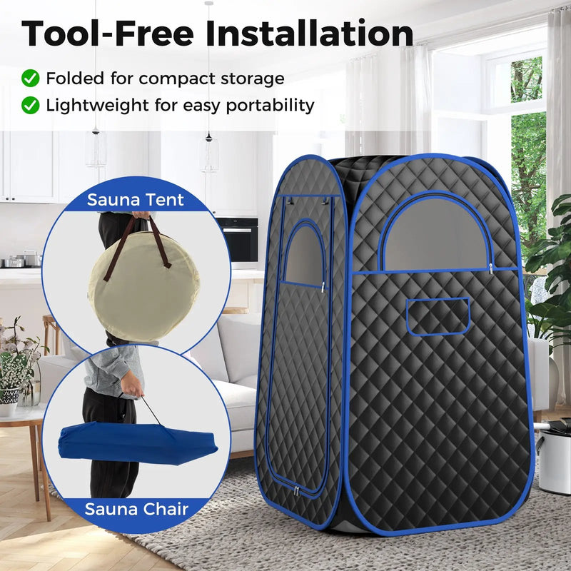 Full-Body Personal Sauna Tent with 1000W 3L Steam Generator for Home Spa Relaxation by DirectDeals
