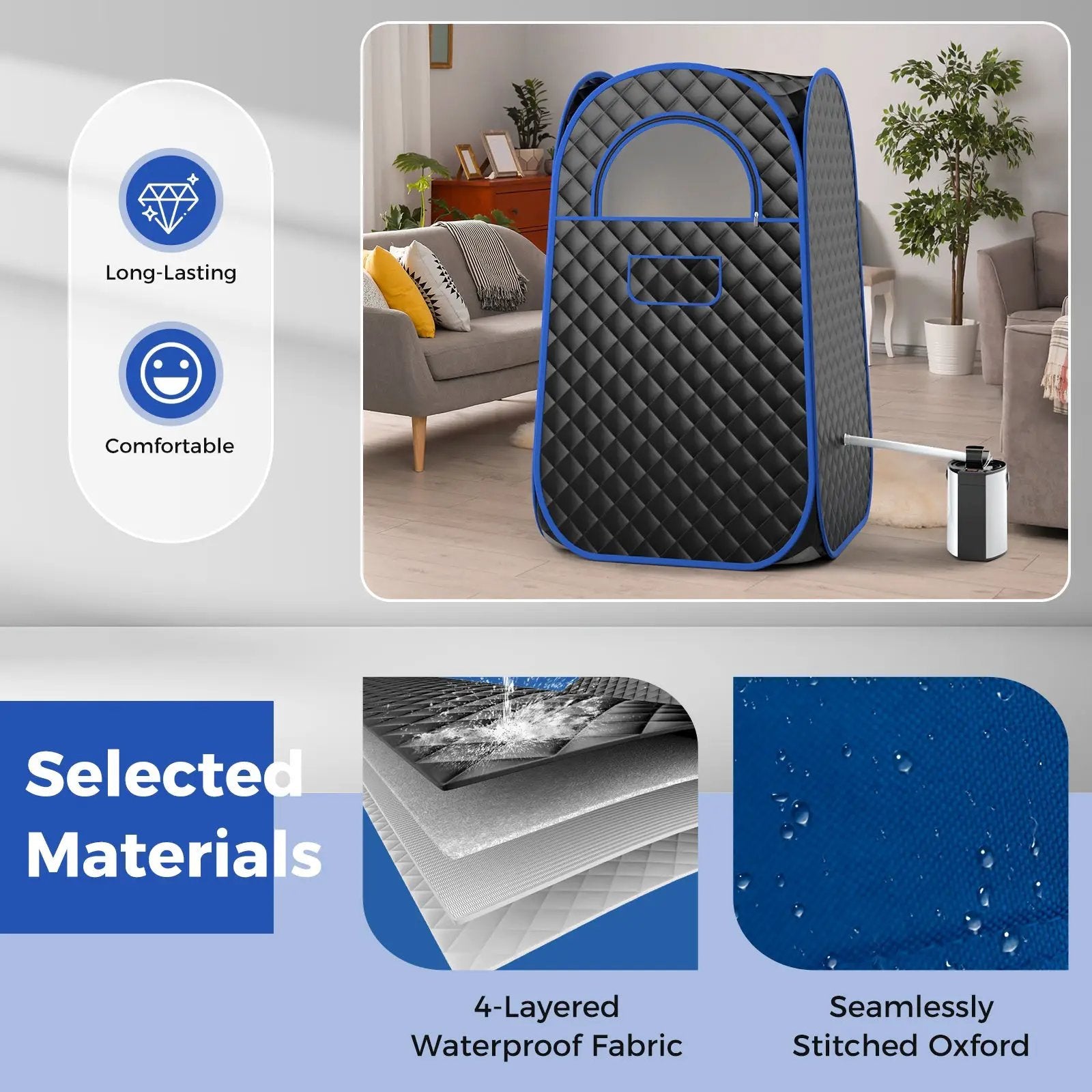 Full-Body Personal Sauna Tent with 1000W 3L Steam Generator for Home Spa Relaxation by DirectDeals