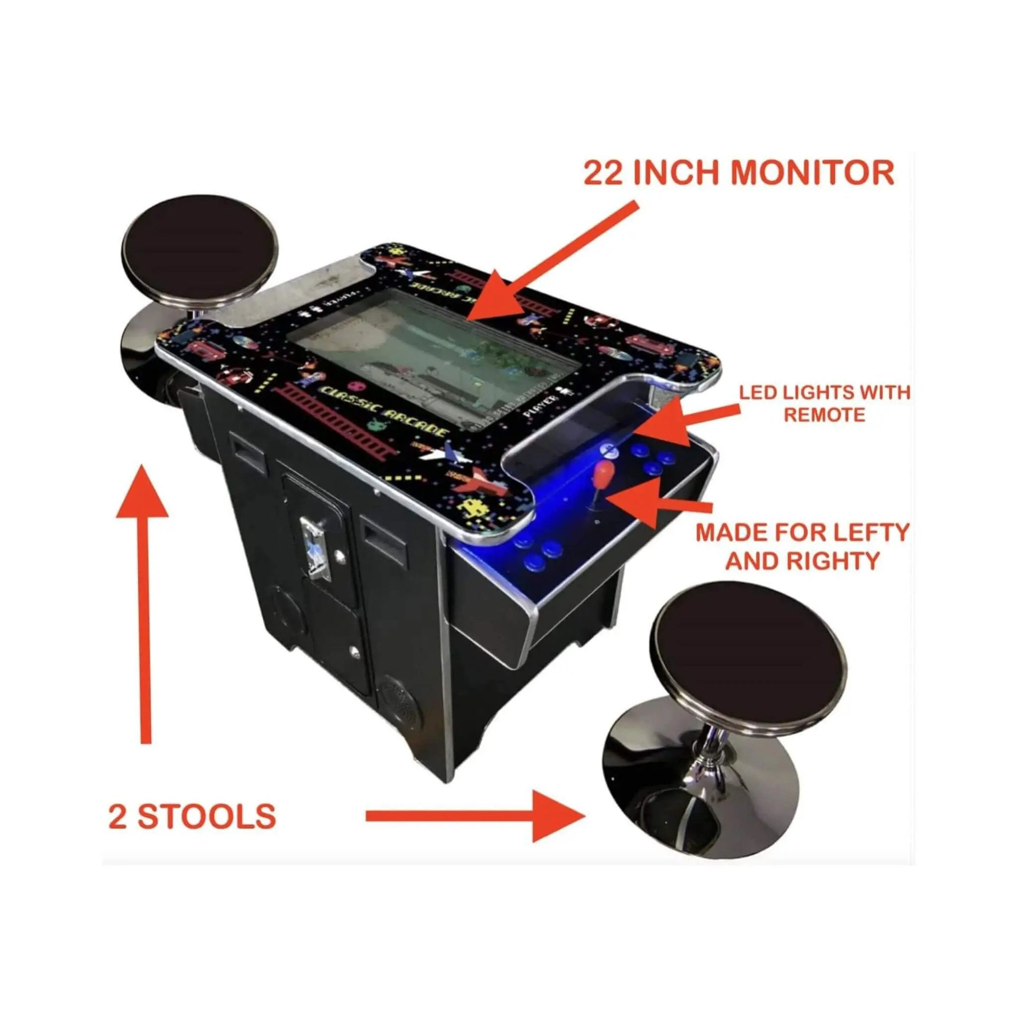 Full-Size Commercial-Grade 2-Player Retro Arcade Machine With 60 Games And Stools (SAK86197) by SAKSBY WHOLESALE