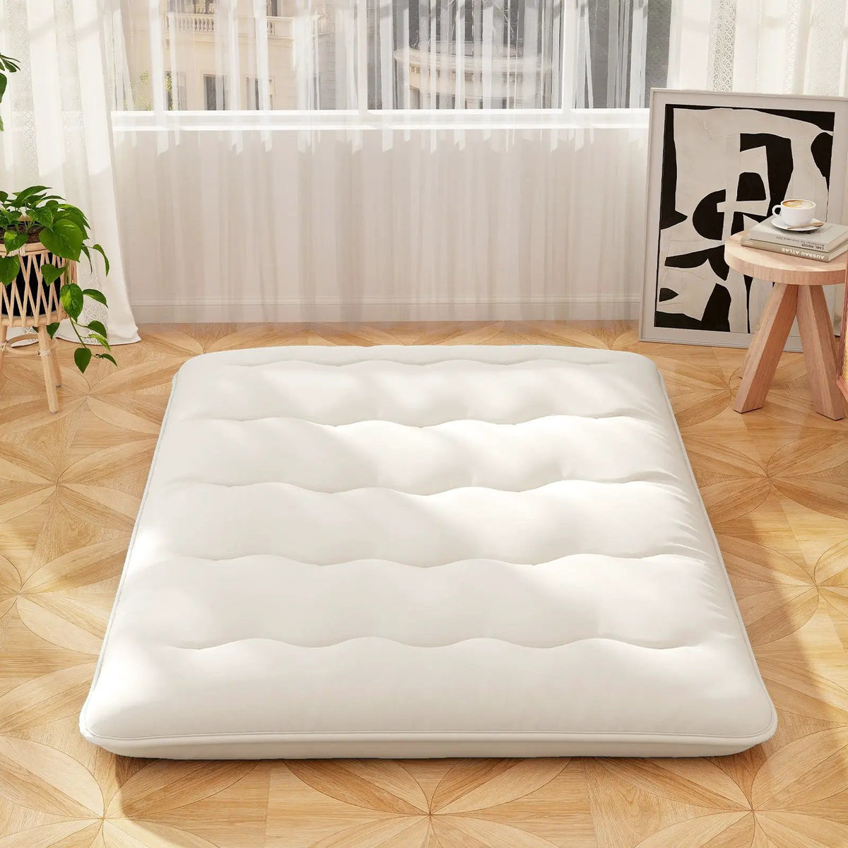 Queen/King/Twin/Full Futon Mattress Floor Sleeping Pad with Washable Cover Beige, photo 2 of 11
