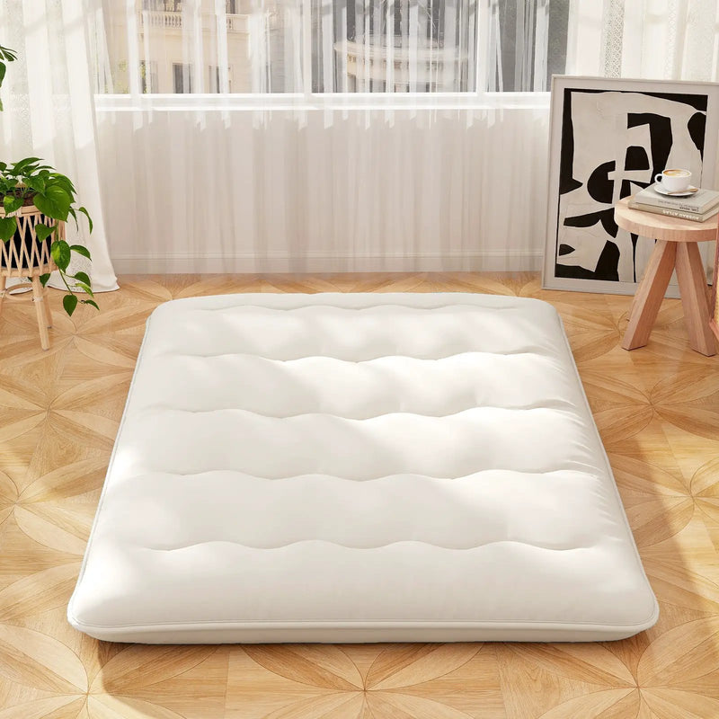 Queen/King/Twin/Full Futon Mattress Floor Sleeping Pad with Washable Cover Beige by DirectDeals
