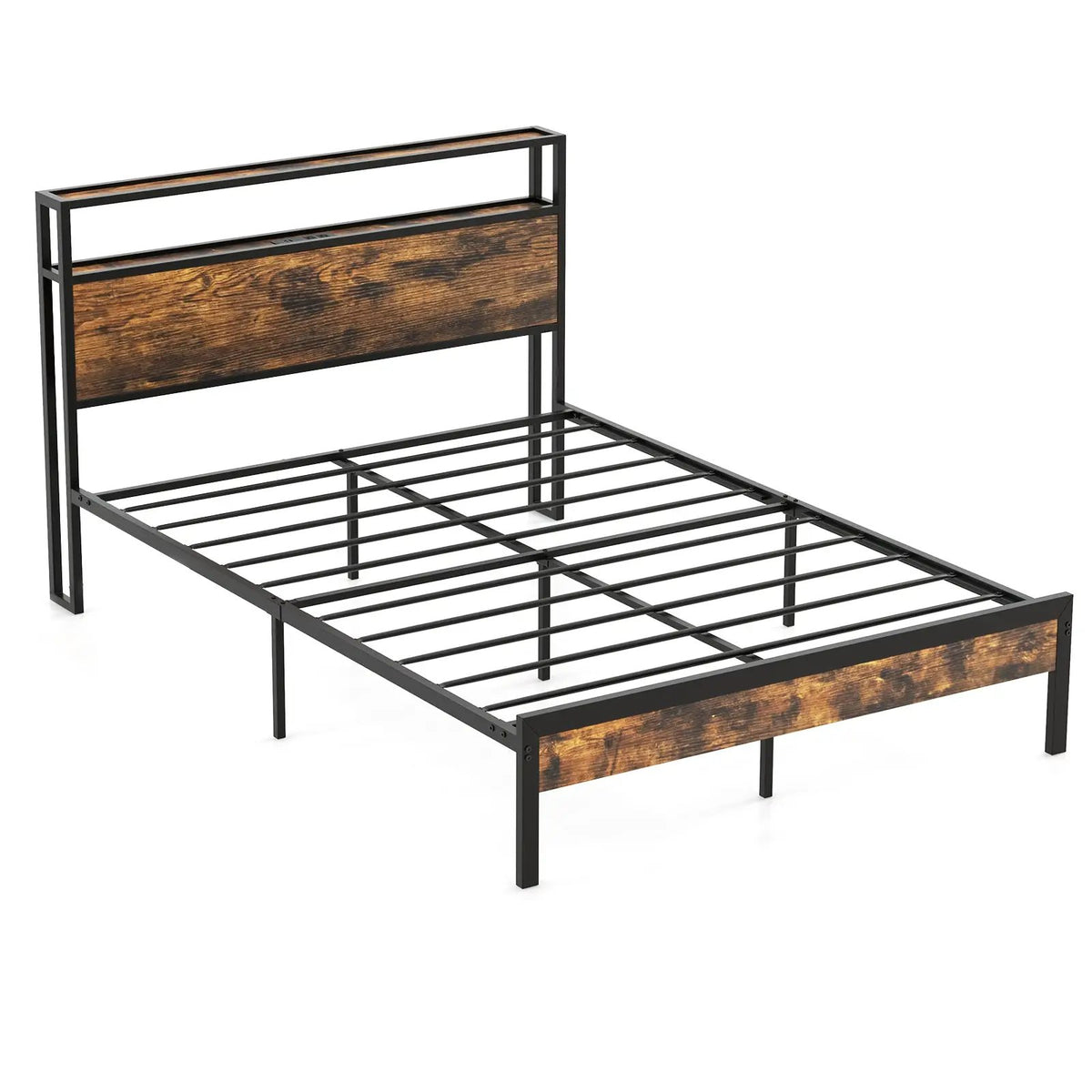 Twin/Full/Queen Bed Frame with Storage Headboard and Charging Station, photo 3 of 10