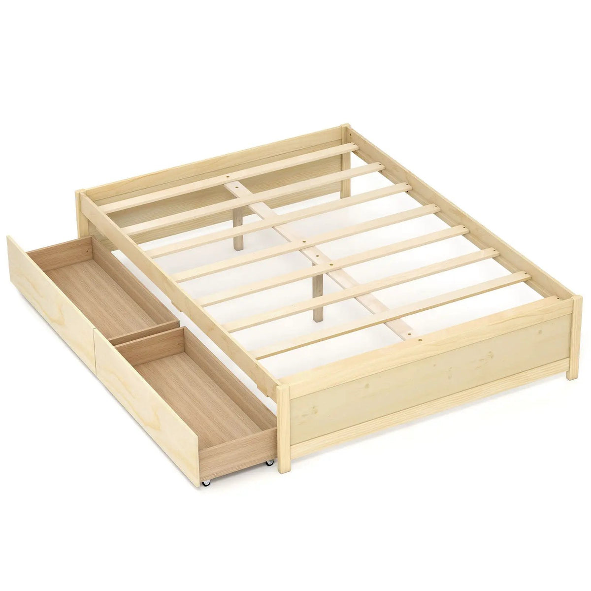 Full Size Wooden Bed Frame with 2 Rolling Storage Drawers, photo 2 of 2