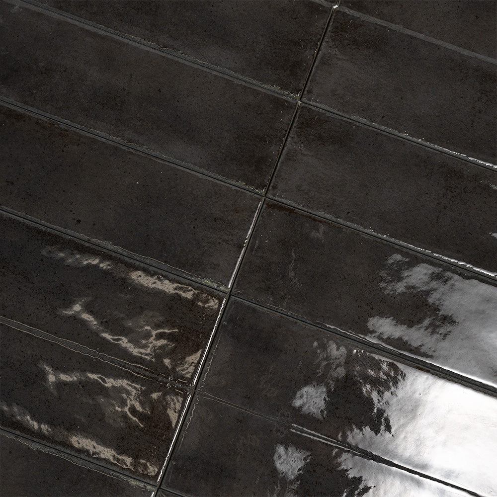 Fusion Antracite Polished Zellige Look Porcelain Tiles 2 1/2x10 Porcelain Polished 2x12 Tiles — 4
