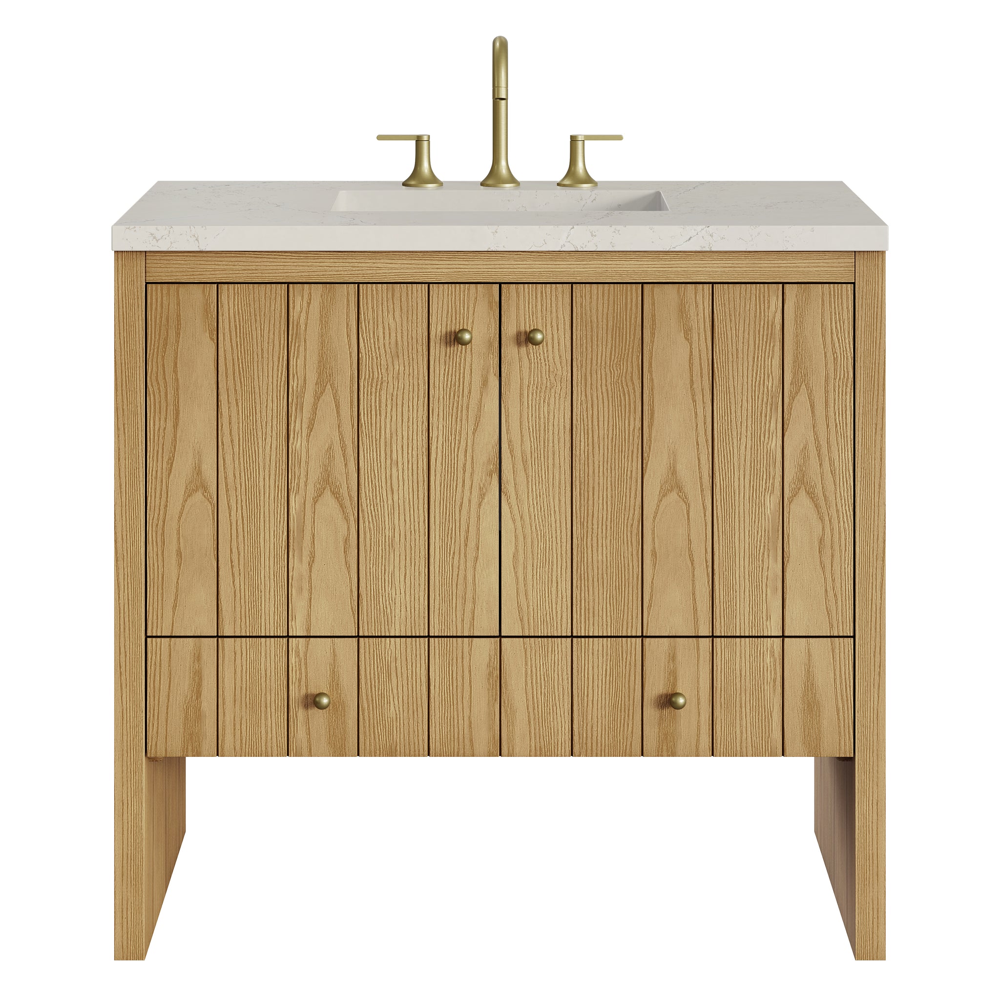 James Martin Hudson 36" Single Bathroom Vanity, Light Natural Oak with Siberian countertop