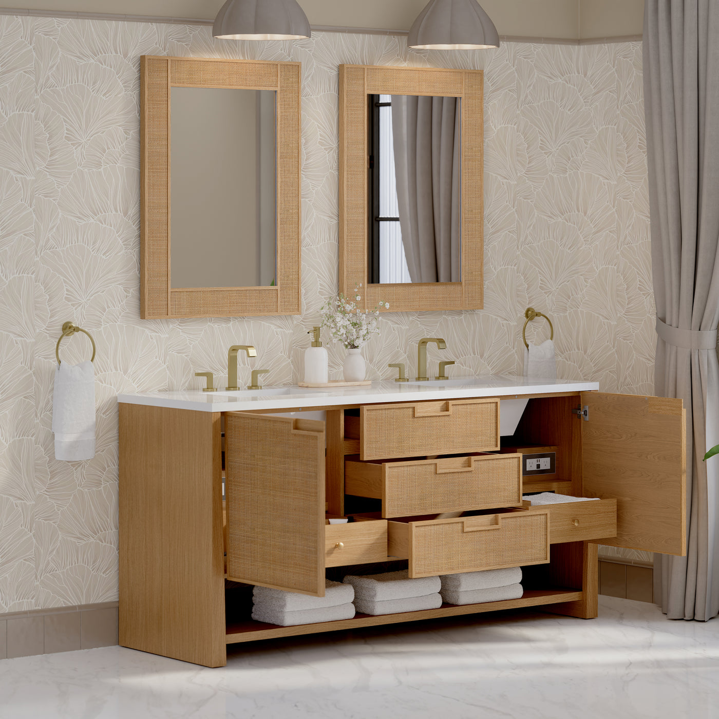 James Martin Solene 72" Double Bathroom Vanity, Seaside Oak, view 35