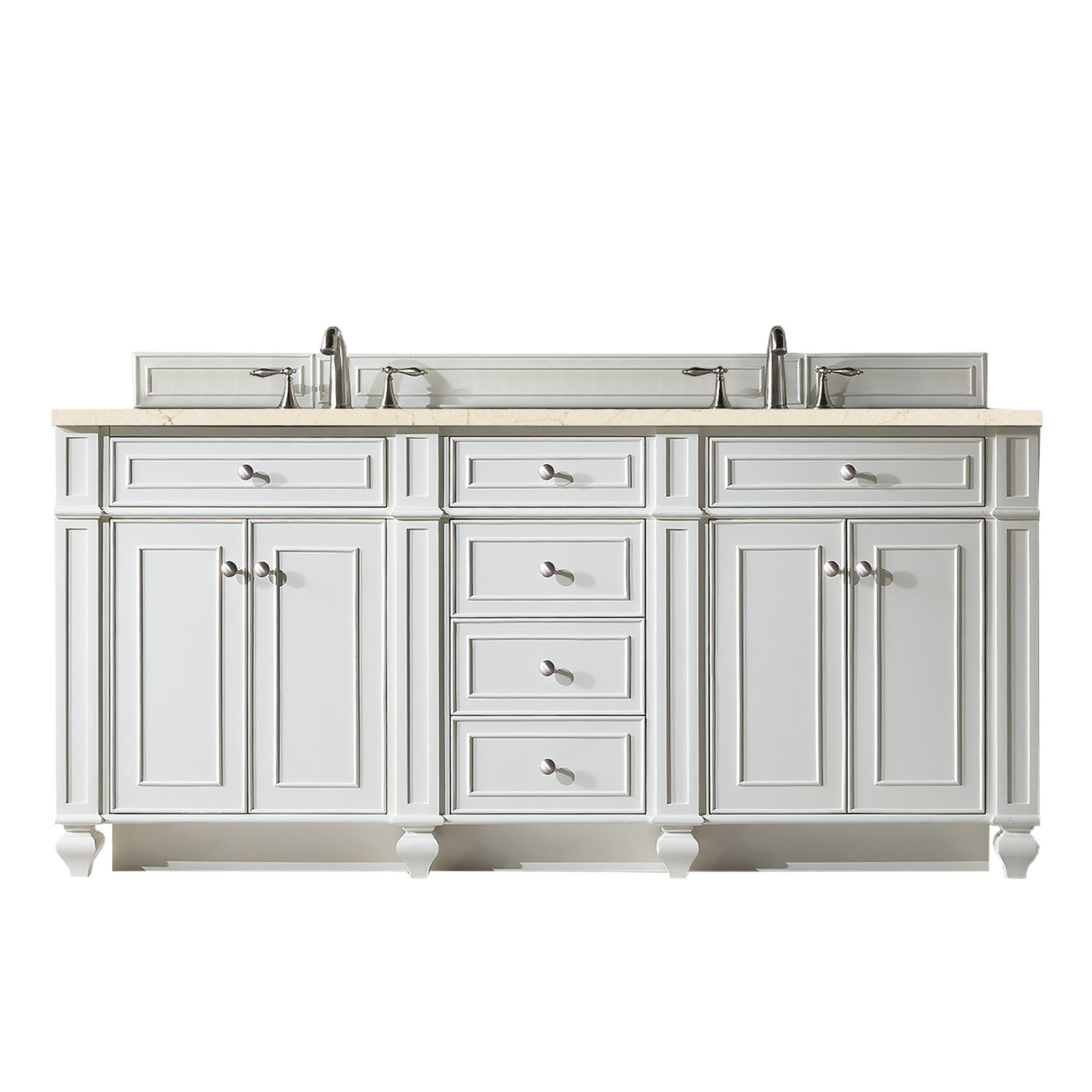 James Martin Bristol 72" Double Bathroom Vanity, Bright White with Eternal Marfil countertop
