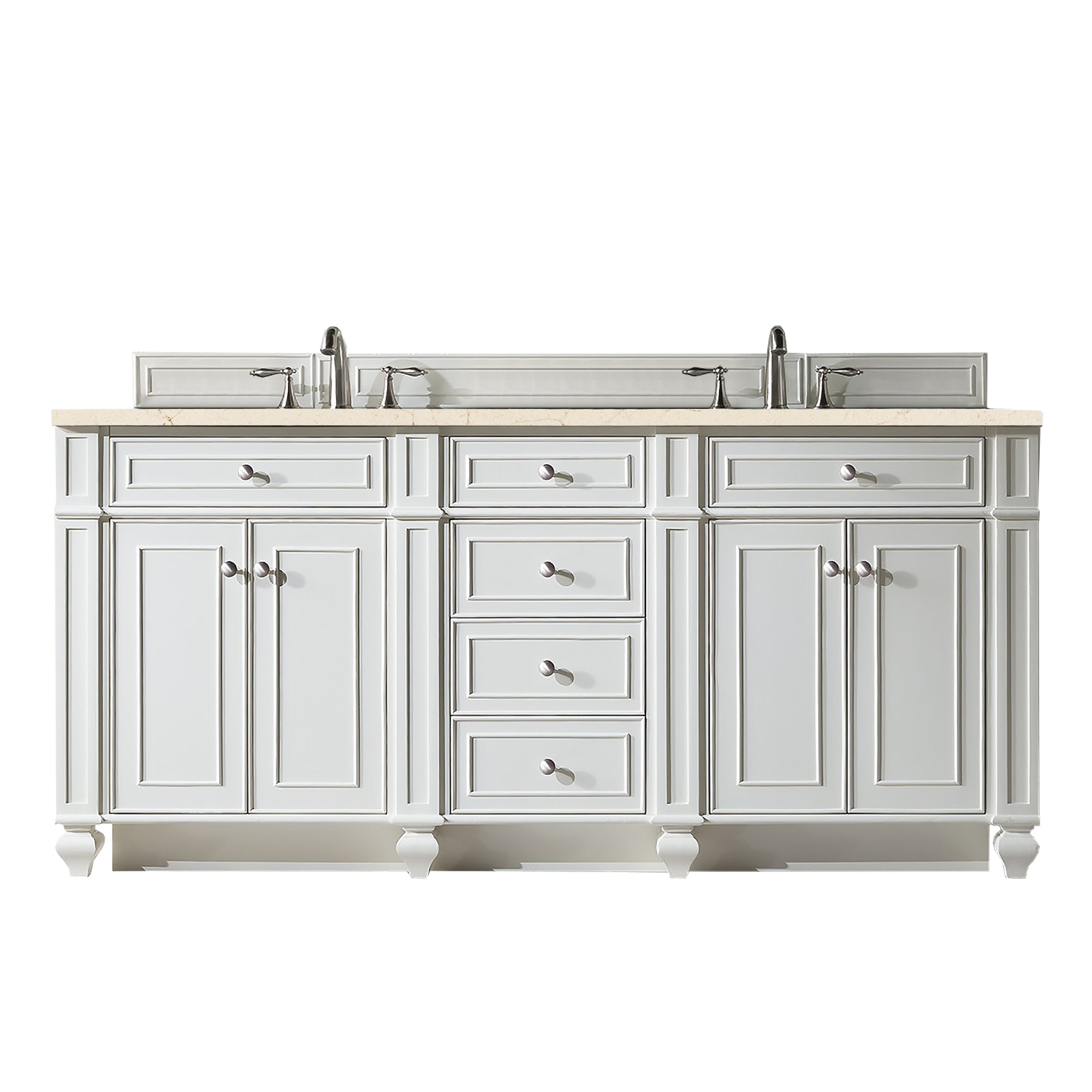 James Martin Bristol 72" Double Bathroom Vanity, Bright White with Eternal Marfil countertop