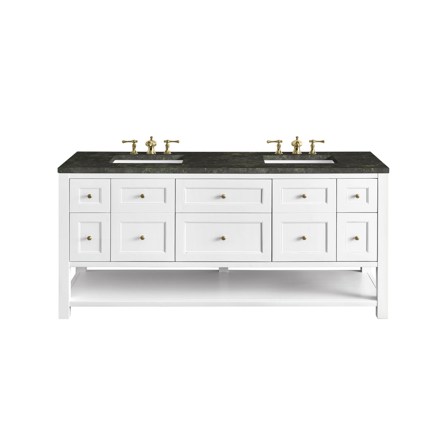 James Martin Breckenridge 72" Double Bathroom Vanity, Bright White with Phantome countertop