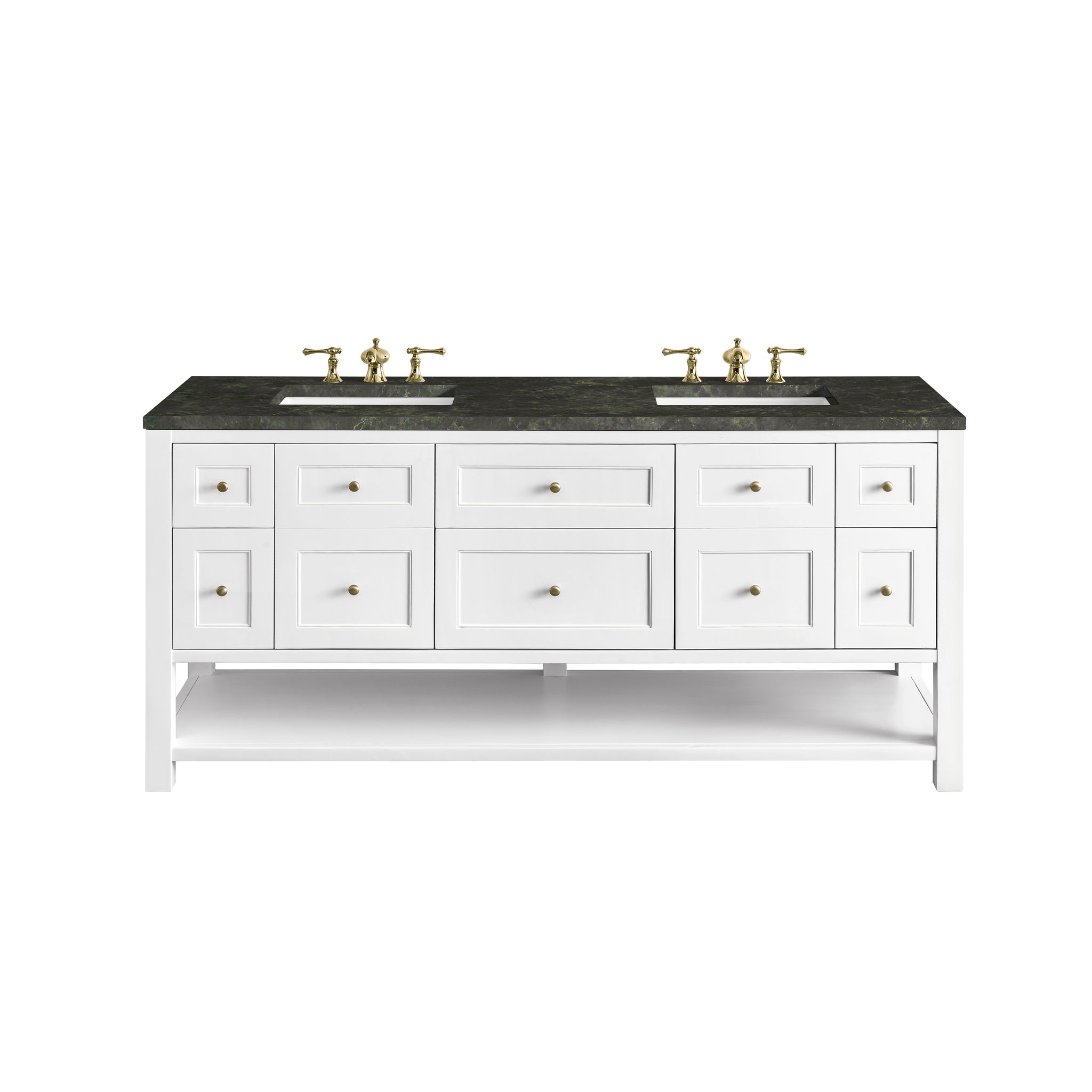 James Martin Breckenridge 72" Double Bathroom Vanity, Bright White with Phantome countertop