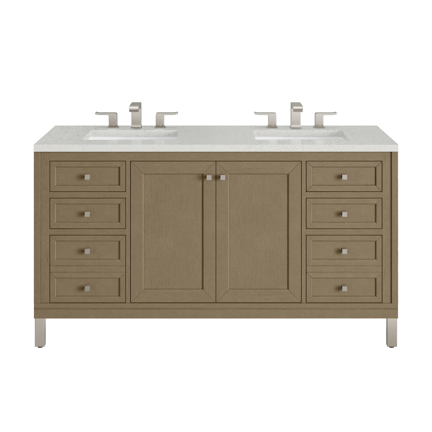 James Martin Chicago 60" Double Bathroom Vanity, Walnut Whisper with Lime Delight countertop