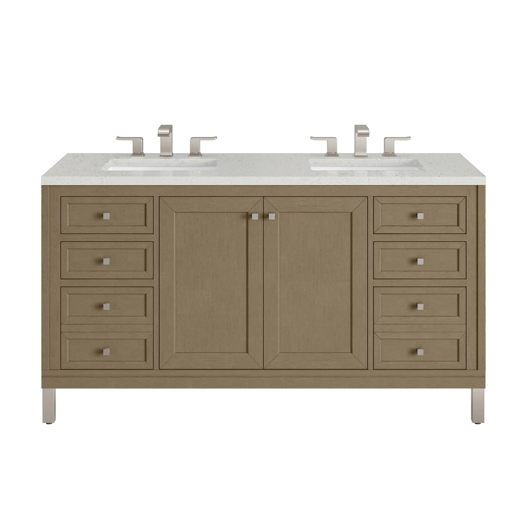 James Martin Chicago 60" Double Bathroom Vanity, Walnut Whisper with Lime Delight countertop
