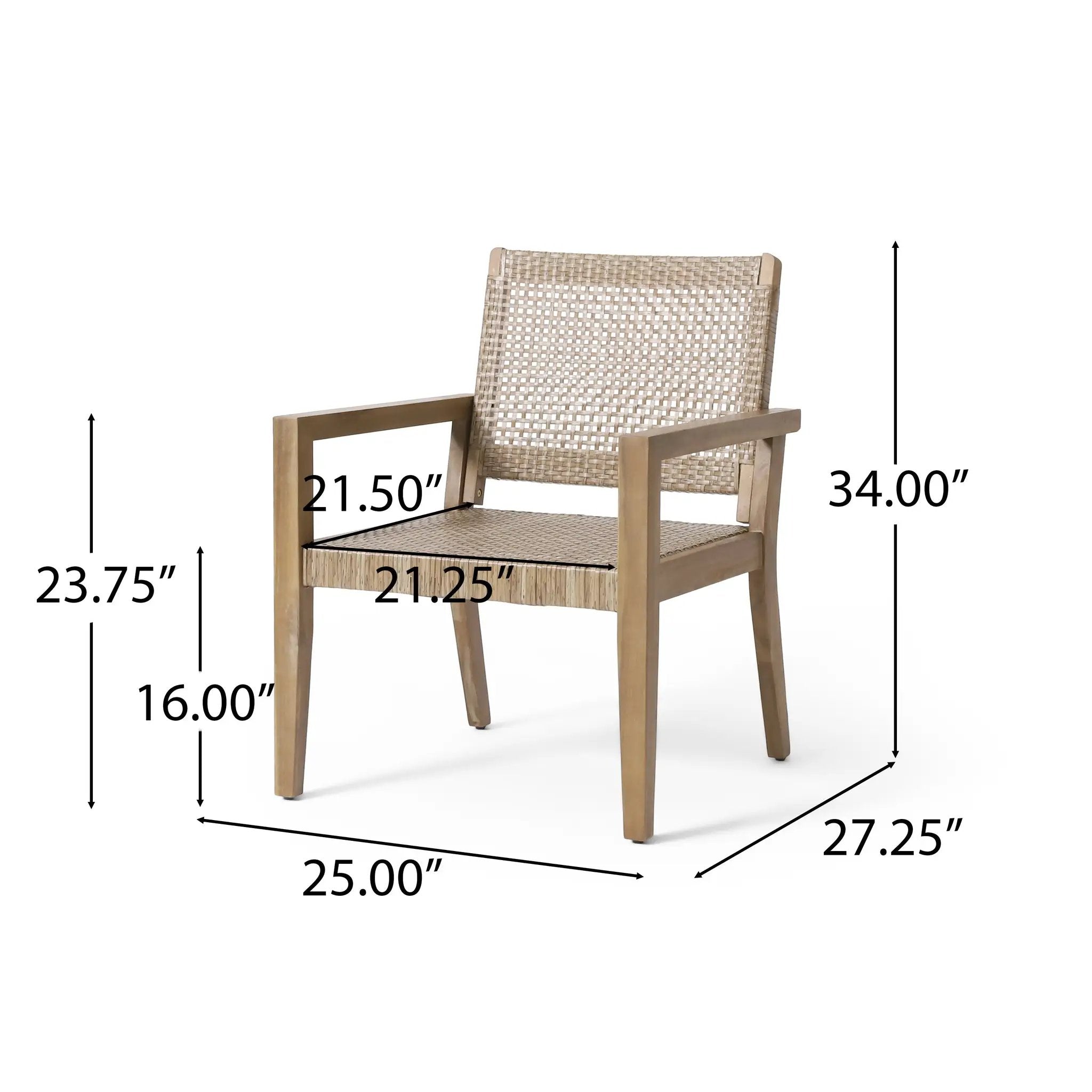 Outdoor Wicker and Acacia Wood Club Chairs - Set of 2 by HouseOfZazla