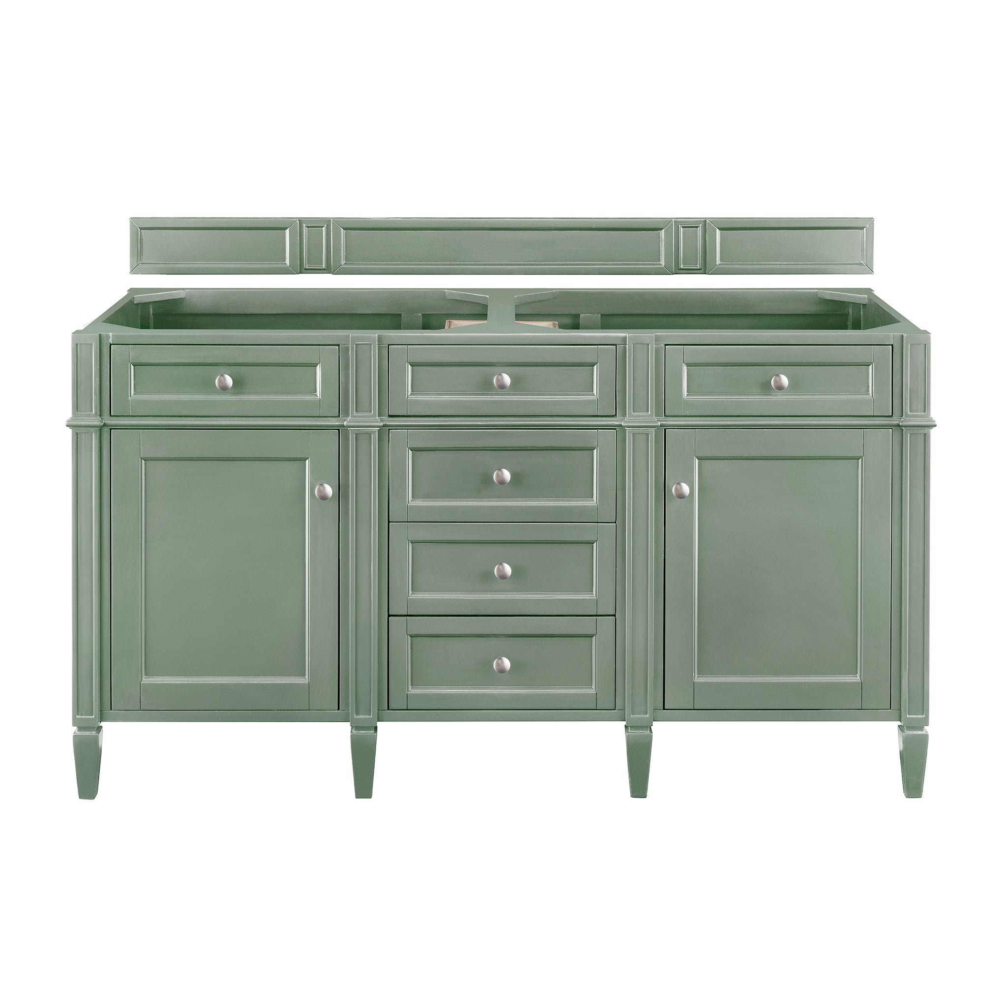 James Martin Brittany 60" Double Bathroom Vanity, Smokey Celadon, cabinet without a countertop