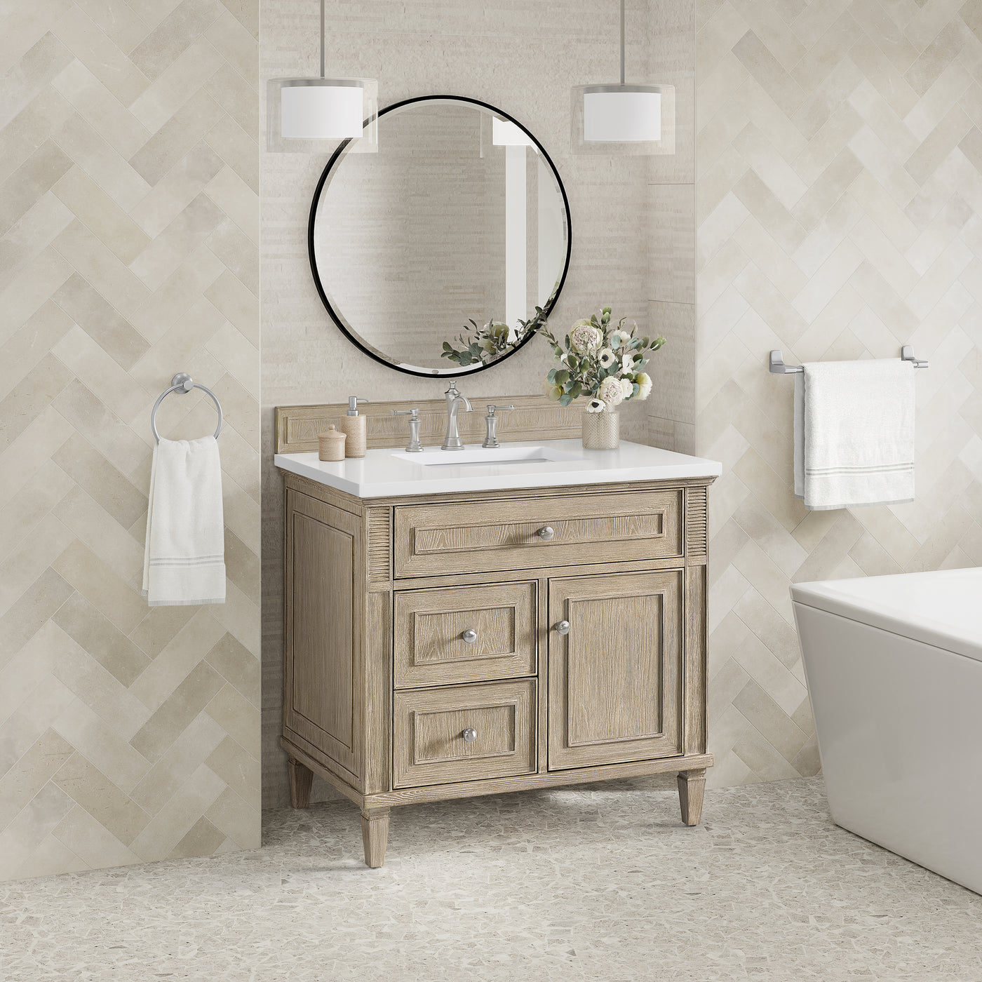 James Martin Lorelai 36" Single Bathroom Vanity, Whitewashed Oak, view 34