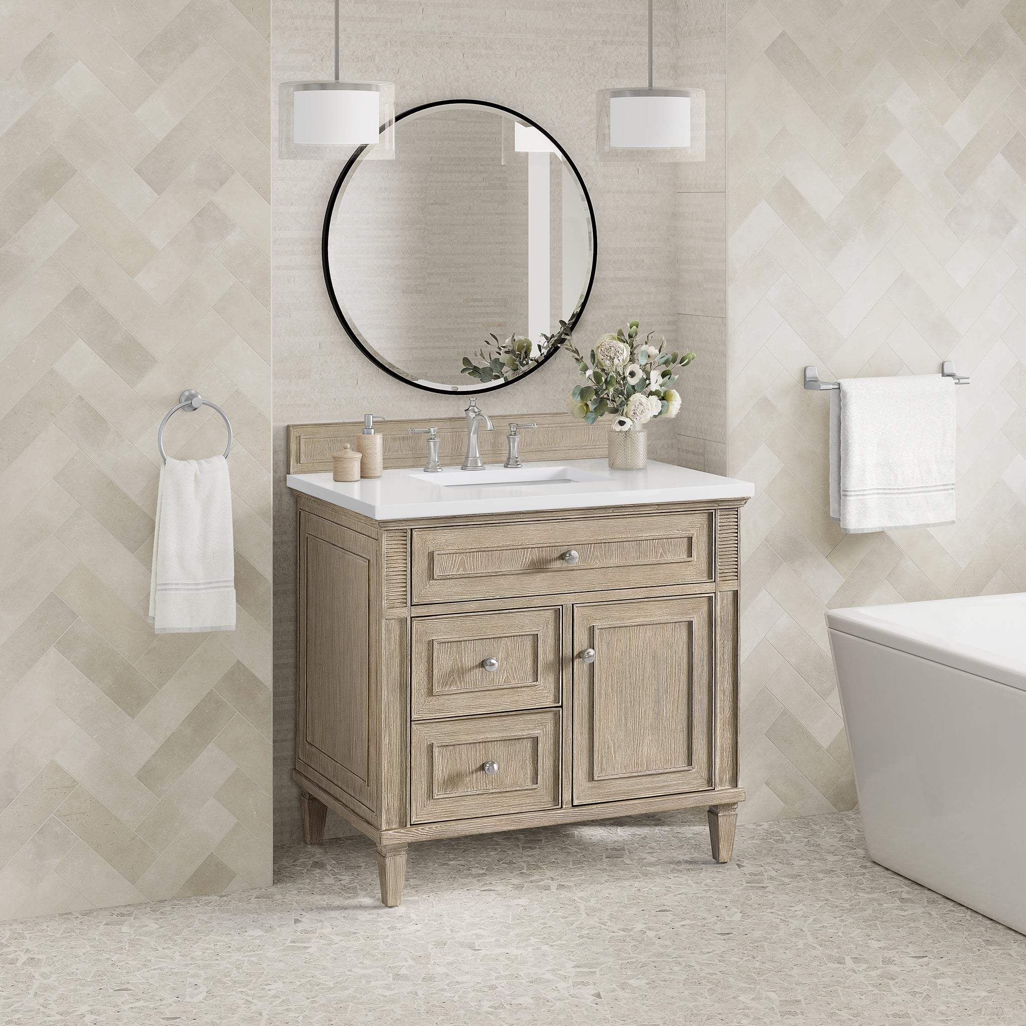 James Martin Lorelai 36" Single Bathroom Vanity, Whitewashed Oak, view 34