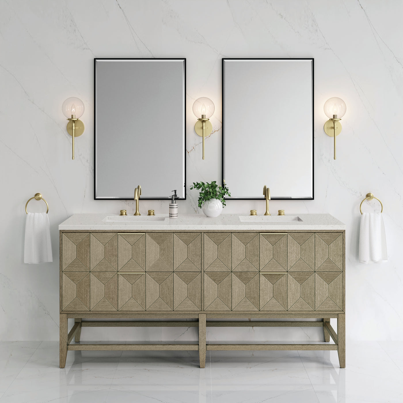 James Martin Emmeline 72" Double Bathroom Vanity, Pebble Oak, view 29