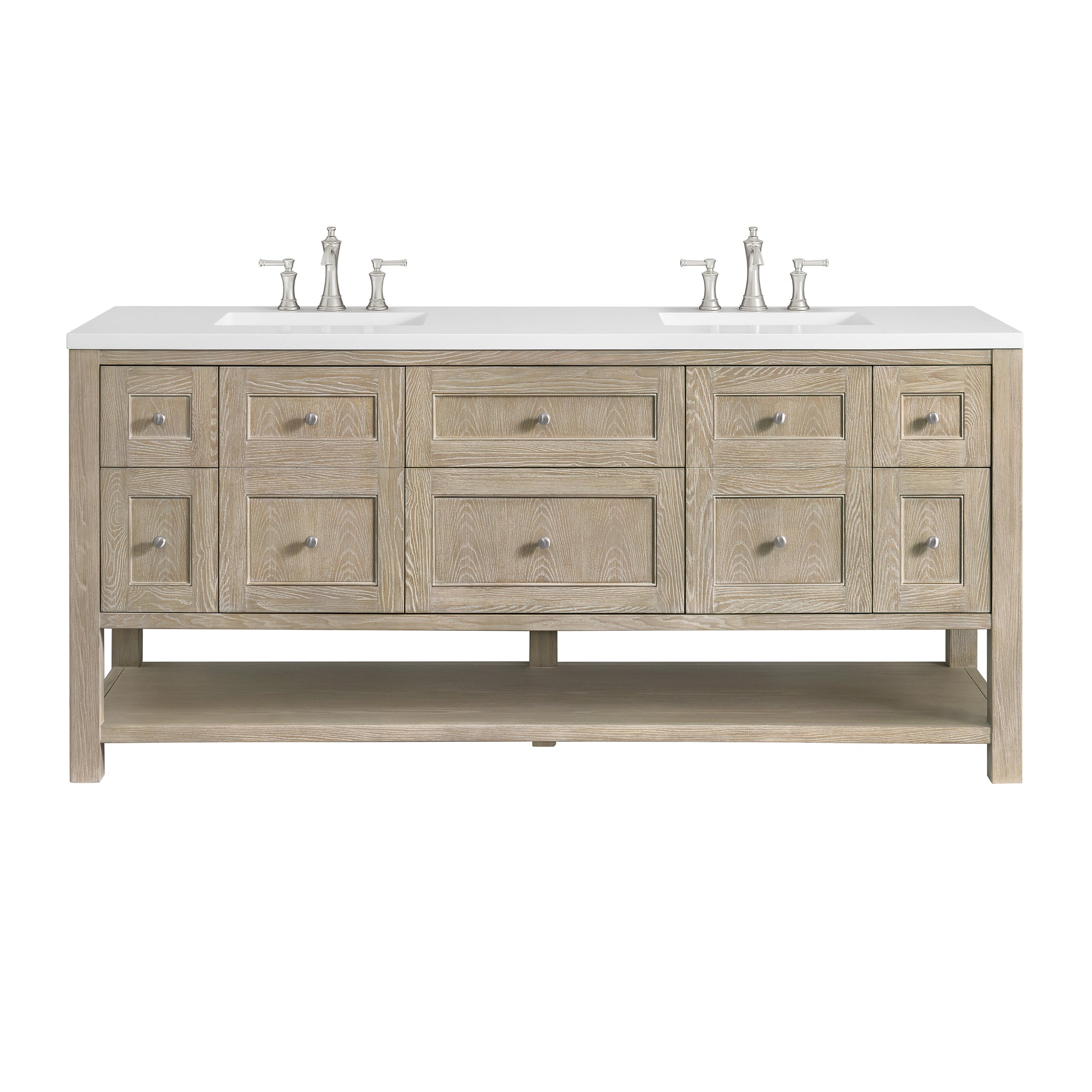 James Martin Breckenridge 72" Double Bathroom Vanity, Whitewashed Oak, view 33