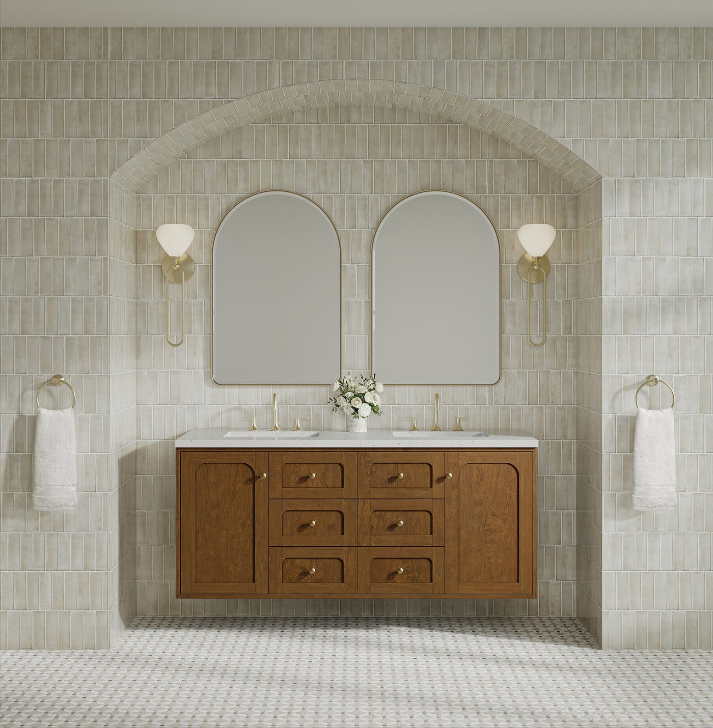 James Martin Laurent 60" Dual Mount Double Bathroom Vanity, Honey Oak, view 36
