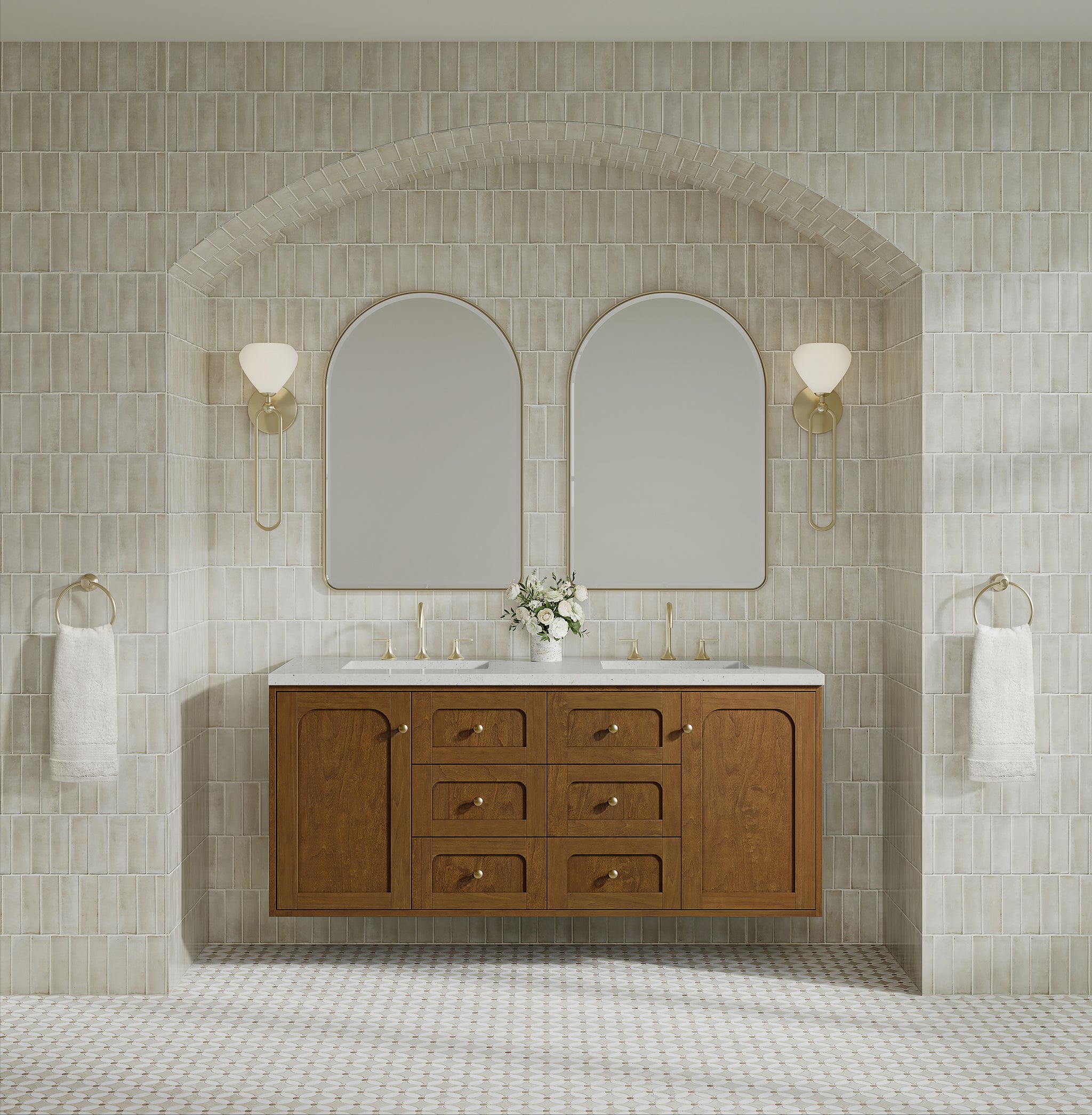 James Martin Laurent 60" Dual Mount Double Bathroom Vanity, Honey Oak, view 36