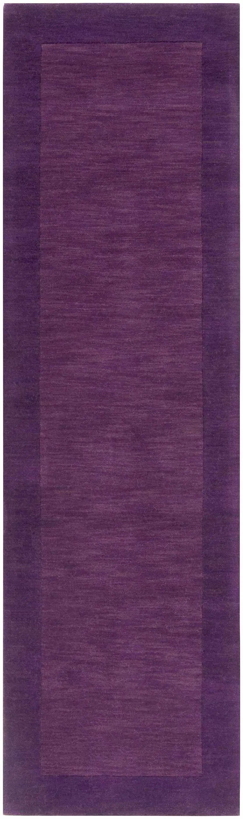 Bordered Solid Plum Purple Wool Rug, photo 6 of 14