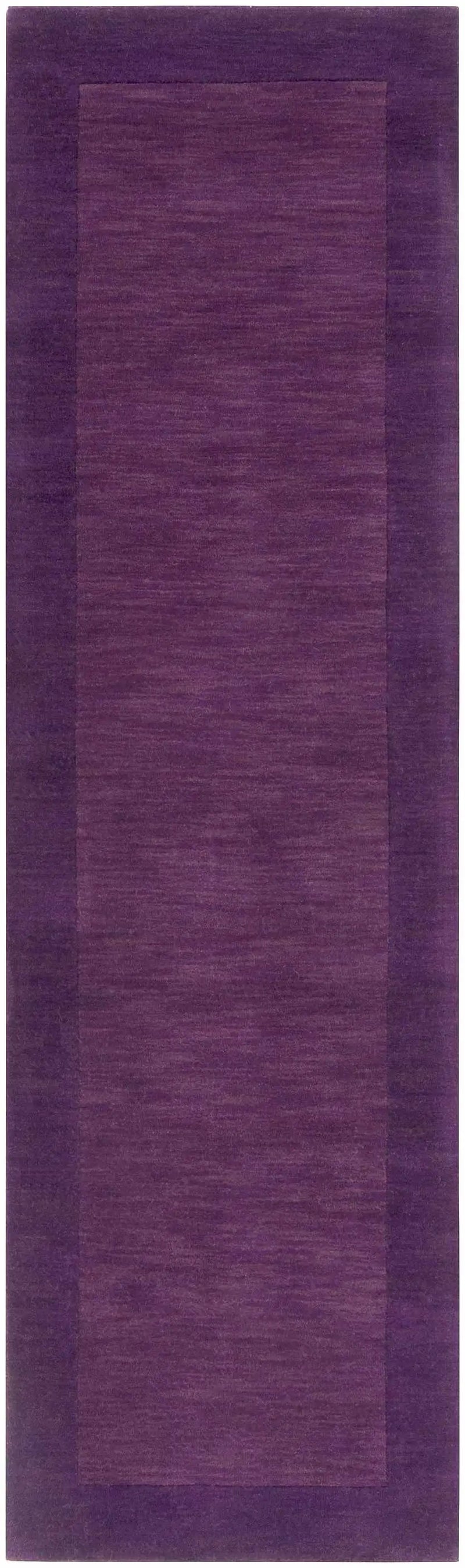 Bordered Solid Plum Purple Wool Rug by Boutique Rugs