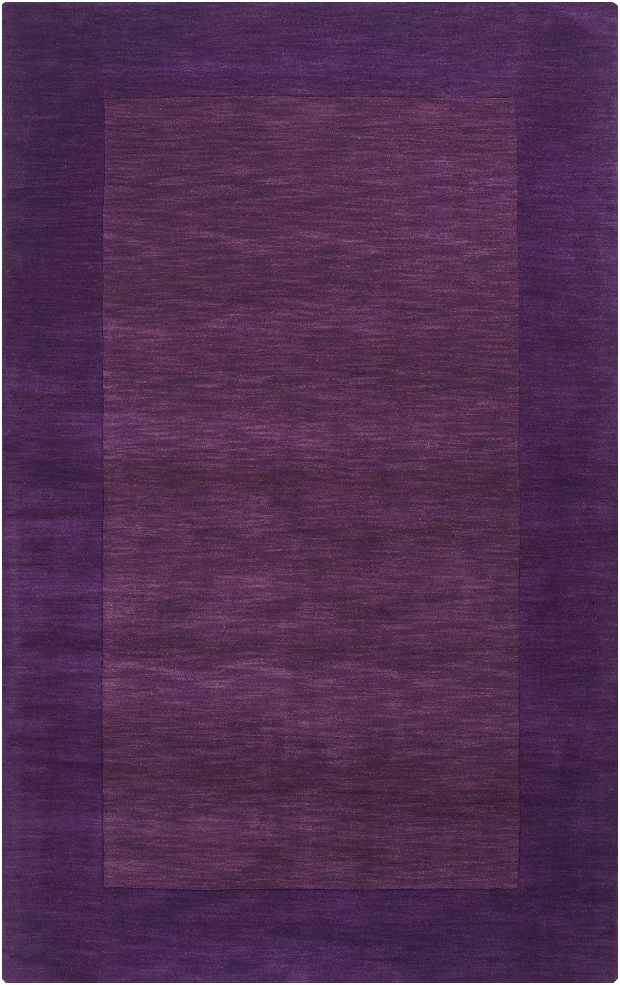 Bordered Solid Plum Purple Wool Rug by Boutique Rugs