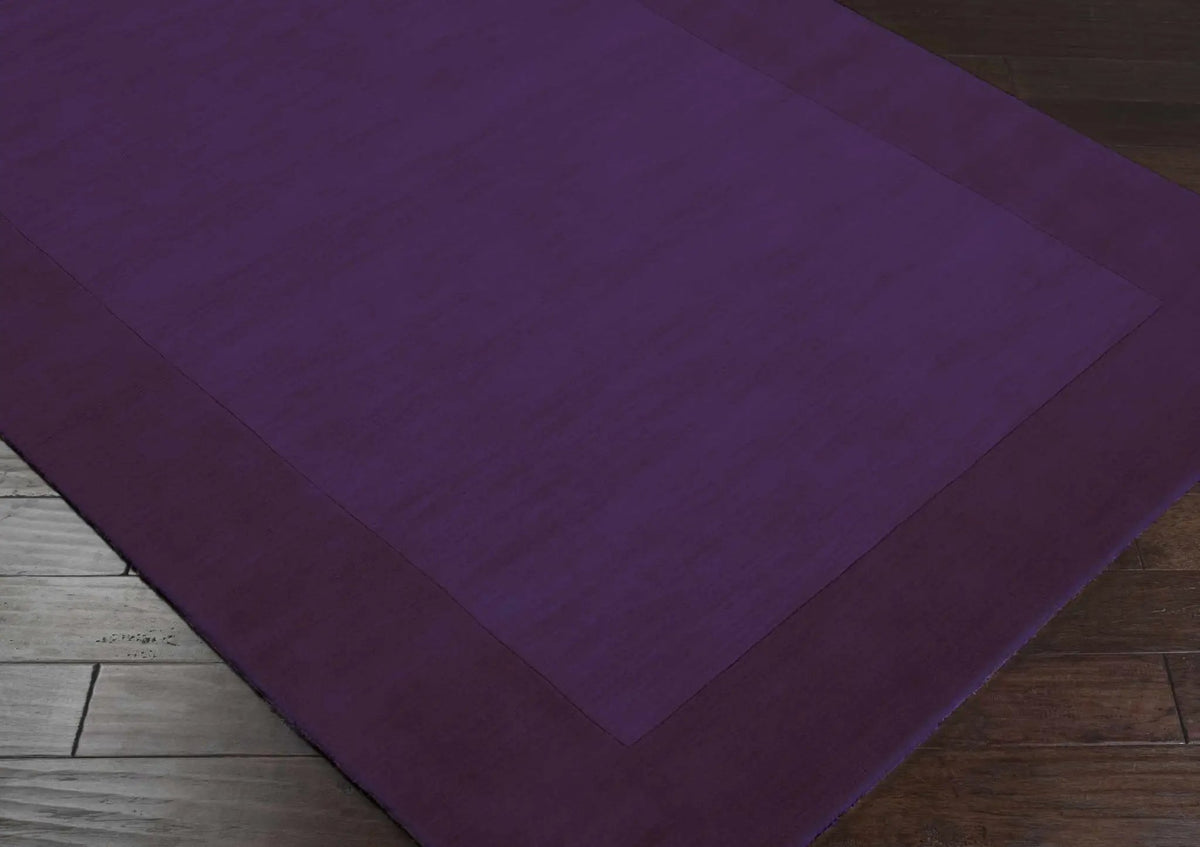 Bordered Solid Plum Purple Wool Rug, photo 13 of 14