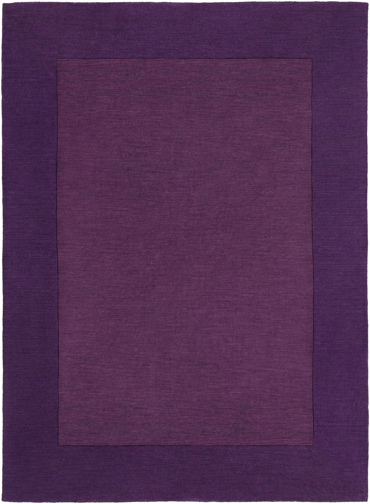 Bordered Solid Plum Purple Wool Rug, photo 9 of 14