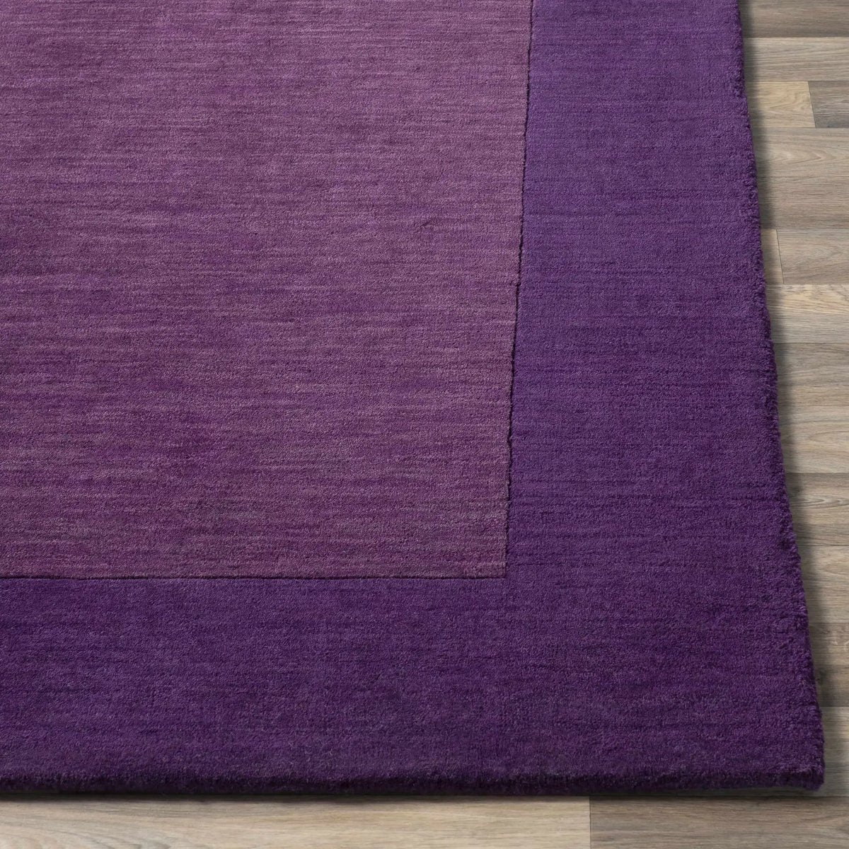 Bordered Solid Plum Purple Wool Rug, photo 3 of 14