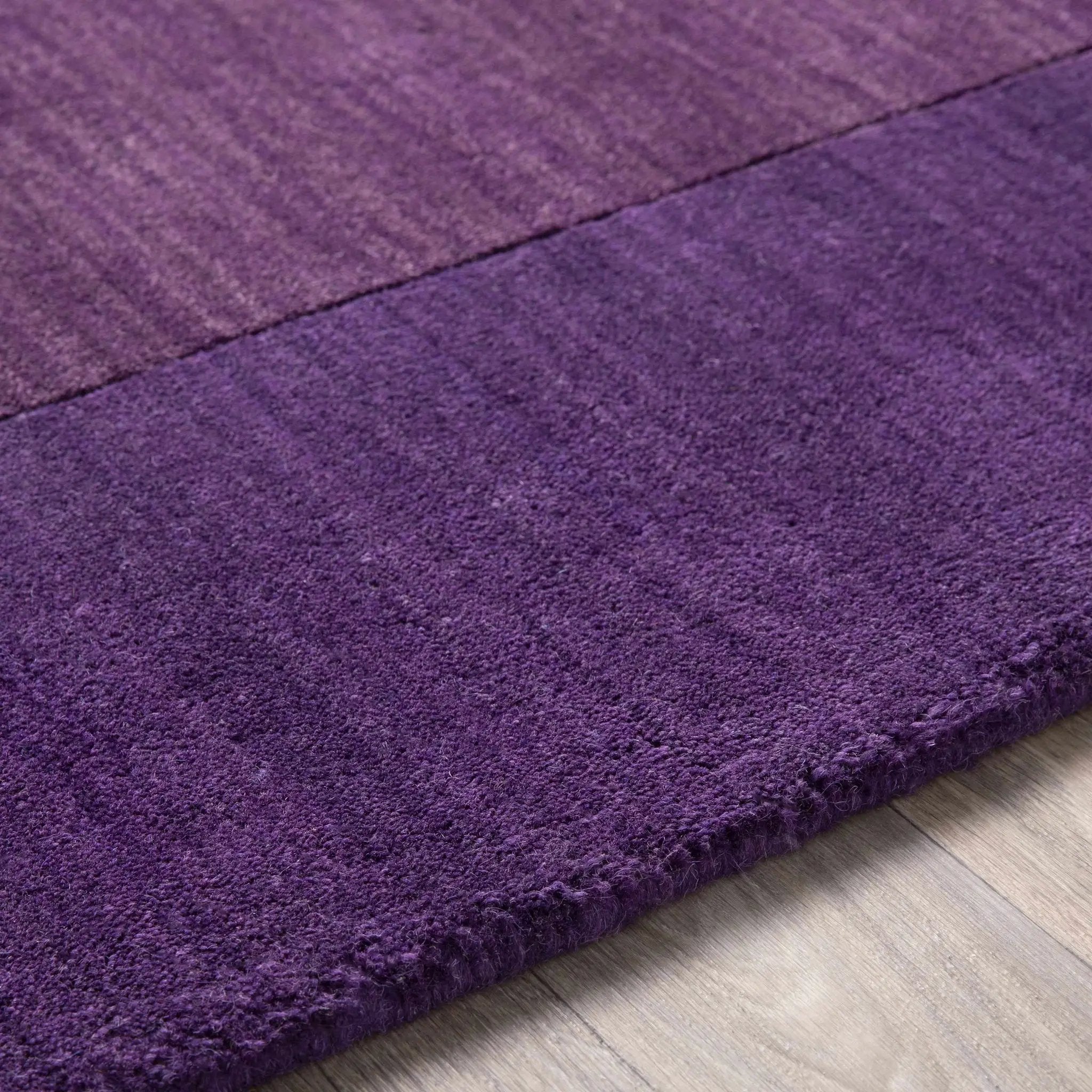 Bordered Solid Plum Purple Wool Rug by Boutique Rugs